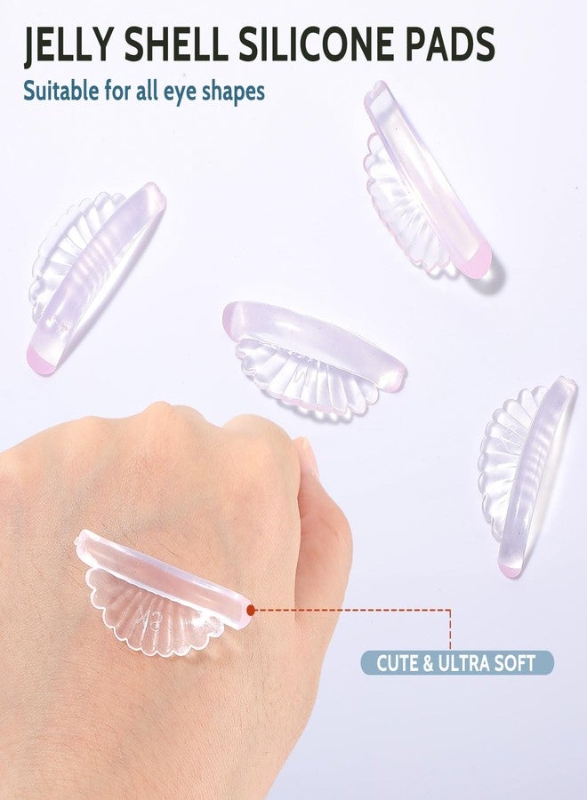 COMNICO 10 Pcs 5 Sizes Lash Lift Pads Self-Adhesive Super Soft Shell Pink Perming Curler Shield Reusable Professional Silicone Eyelash Curlers for All Eye Shapes - Image 3